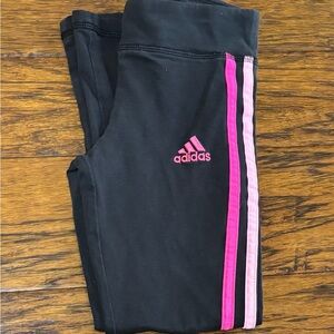 Adidas Kids Leggings Black with Pink Stripes